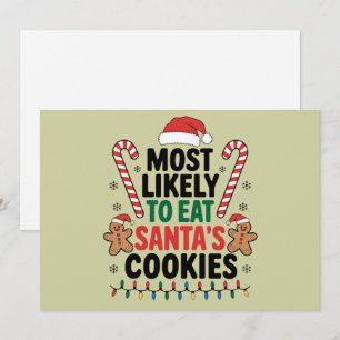 Cartes Pour Fêtes Annuelles Plus Susceptible De Manger Les Cookies De Santa No