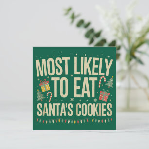 Cartes Pour Fêtes Annuelles Plus susceptible de manger les cookies de Santa Xm