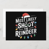 Cartes Pour Fêtes Annuelles Plus susceptible de tirer sur la famille de rennes (Devant / Derrière)