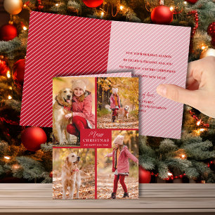 Cartes Pour Fêtes Annuelles Plusieurs photos Joyeux Noël Plié Rouge