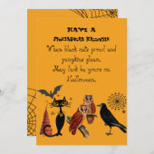 Cartes Pour Fêtes Annuelles Poème de Halloween Spooktacular Chat Noir Hiboux C (Devant / Derrière)