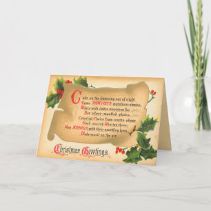 Cartes Pour Fêtes Annuelles Poème de Noël Vintage