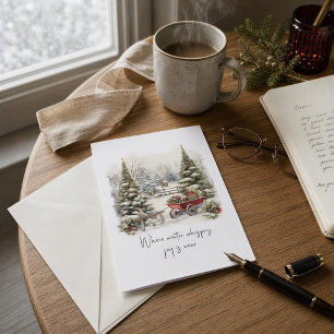 Cartes Pour Fêtes Annuelles Poème Green White Neige Pine Forest sapin de Noël