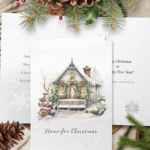 Cartes Pour Fêtes Annuelles Poème Hiver Snowflakes Verdure Noël