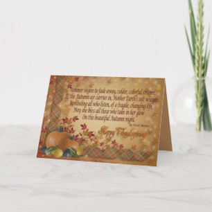Cartes Pour Fêtes Annuelles Poème lumineux d'automne Thanksgiving salut