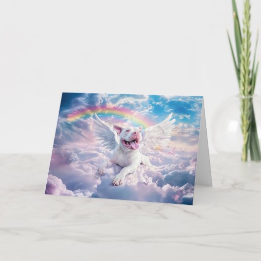 Cartes Pour Fêtes Annuelles Poème Rainbow Bridge, Chien blanc (Devant)