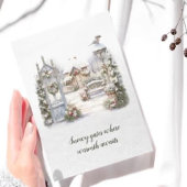 Cartes Pour Fêtes Annuelles Poème Scandi Hiver Vert blanc Flocon de neige Noël