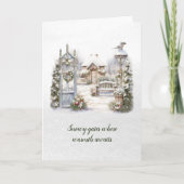 Cartes Pour Fêtes Annuelles Poème Scandi Hiver Vert blanc Flocon de neige Noël (Devant)