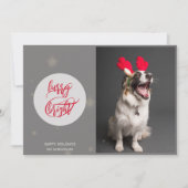 Cartes Pour Fêtes Annuelles Poilu & Lumineux | Nom personnalisé & Photo | Joye (Devant)