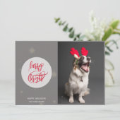 Cartes Pour Fêtes Annuelles Poilu & Lumineux | Nom personnalisé & Photo | Joye (Debout devant)