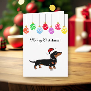 Cartes Pour Fêtes Annuelles Poing de Noël noir et Tan Dachshund