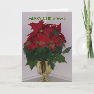 Cartes Pour Fêtes Annuelles Poinsetta dans le vase à or, JOYEUX NOËL