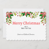 Cartes Pour Fêtes Annuelles Poinsettia Ajouter une signature et un message (Dos)