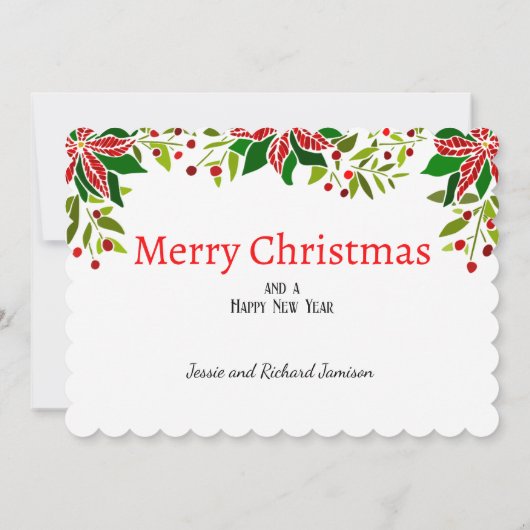 Cartes Pour Fêtes Annuelles Poinsettia Ajouter une signature et un message (Dos)