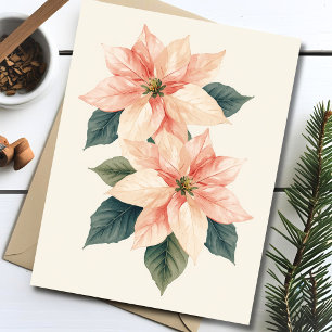 Cartes Pour Fêtes Annuelles Poinsettia aquarelle vacances pastel Noël