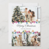 Cartes Pour Fêtes Annuelles Poinsettia Baies de Houx Lumières de Noël 3 Photo (Devant)
