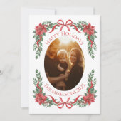 Cartes Pour Fêtes Annuelles Poinsettia Bow Photo Christmas (Devant)