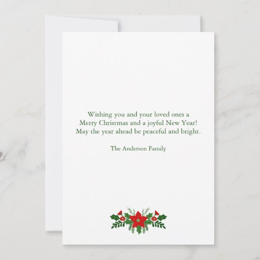 Cartes Pour Fêtes Annuelles Poinsettia Christmas Photo Greeting Card (Dos)