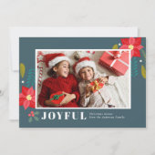 Cartes Pour Fêtes Annuelles Poinsettia Floral Cluster Green Photo Noël (Devant)