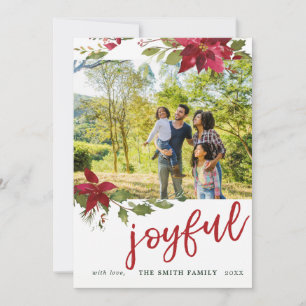 Cartes Pour Fêtes Annuelles Poinsettia Joyful Christmas Photo Holiday Card