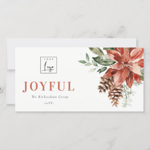 Cartes Pour Fêtes Annuelles Poinsettia Pine Joyeux Logo de Noël Affaires