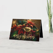 Cartes Pour Fêtes Annuelles Poinsettias Joyeux Noël Plié (Devant)