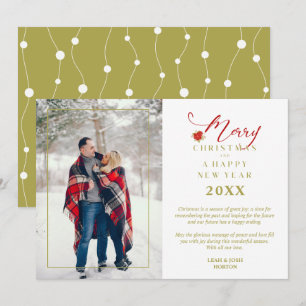 Cartes Pour Fêtes Annuelles Poinsettias Moderne Chic Joyeux Noël Photo