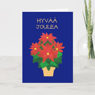 Cartes Pour Fêtes Annuelles Poinsettias rouges sur la salutation finlandaise