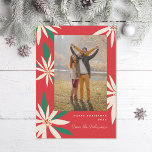 Cartes Pour Fêtes Annuelles Poinsettias vintage Photo de Noël Vertical<br><div class="desc">Customisez avec votre salutation ou message pour la saison des fêtes. Image originale de Becky Nimoy. Ajoutez une photo au dos ou un message. Motif peut être supprimé si vous le souhaitez</div>