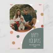 Cartes Pour Fêtes Annuelles Pointe Polka vert Pointe Verticale Photo unique (Devant)