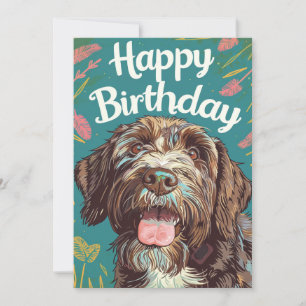 Cartes Pour Fêtes Annuelles Pointeur à poils durs Griffon Joyeux anniversaire