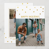 Cartes Pour Fêtes Annuelles Points Abstraits Dorés Joyeux Vacances Photo Deux  (Devant / Derrière)