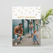 Cartes Pour Fêtes Annuelles Points Abstraits Dorés Joyeux Vacances Photo Deux  (Debout devant)