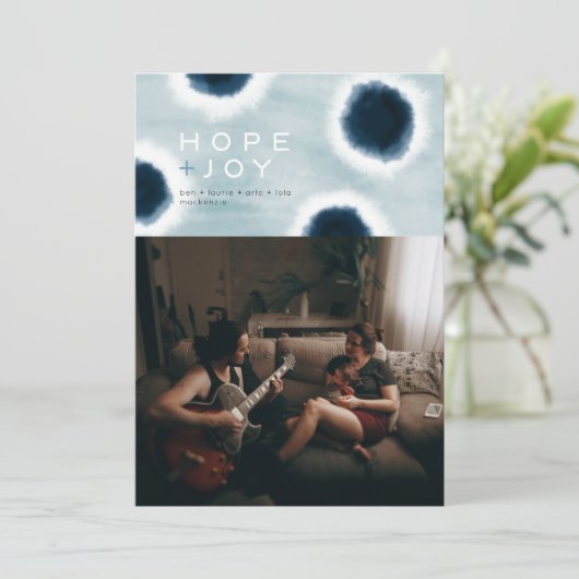 Cartes Pour Fêtes Annuelles Points Indigo (Debout devant)