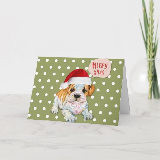 Cartes Pour Fêtes Annuelles Pois de Noël du chien mignon (Devant)
