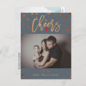 Cartes Pour Fêtes Annuelles Pois d'or Scripts Vacances Photo famille (Devant / Derrière)