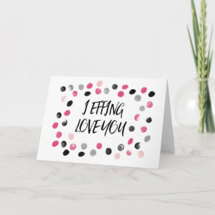 Cartes Pour Fêtes Annuelles Pois roses et noirs Je fais l'amour Vous aimez