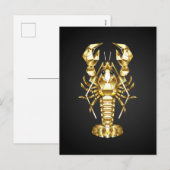 Cartes Pour Fêtes Annuelles Poisson à langouste polygonale dorée sur noir (Devant / Derrière)