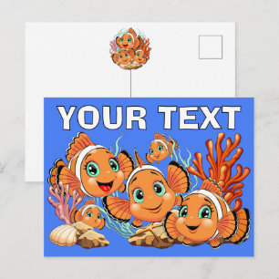 Cartes Pour Fêtes Annuelles Poisson clown Dessin animé mignon Famille Sous l'e