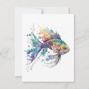 Cartes Pour Fêtes Annuelles Poisson D'Or 3 En Aquarelles