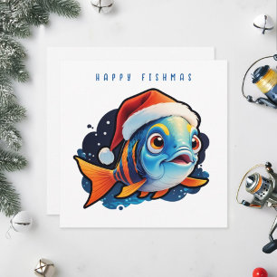 Cartes Pour Fêtes Annuelles Poisson drôle de style cartoon.