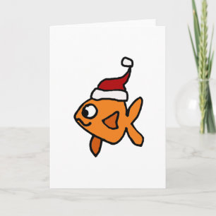 Cartes Pour Fêtes Annuelles Poisson rouge drôle dans l'art de Noël de