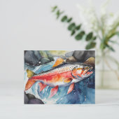 Cartes Pour Fêtes Annuelles *~* Poisson Saumon nage Hommes Cadeau AP49 (Debout devant)