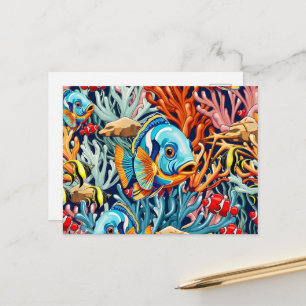 Cartes Pour Fêtes Annuelles Poissons Tropicaux Couleurs Vives Ambiance Été