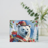 Cartes Pour Fêtes Annuelles Polaire Ours Père Noël Design de Noël (Debout devant)