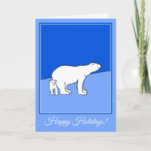 Cartes Pour Fêtes Annuelles Polar Bear Mom and Cub Peinture - Wildlife Art