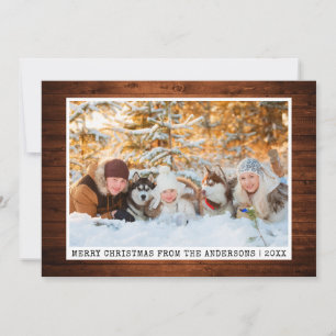 Cartes Pour Fêtes Annuelles Police de machine à écrire tendance bois photo min