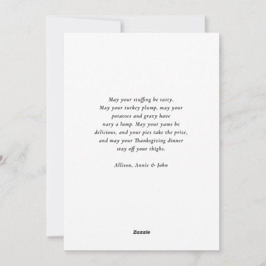 Cartes Pour Fêtes Annuelles Police de script "Bon thanksgiving", 1 photo (Dos)