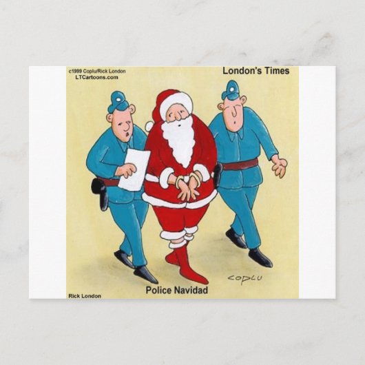 Cartes Pour Fêtes Annuelles Police Navidad : Père Noël A Été Très Mauvais (Devant)