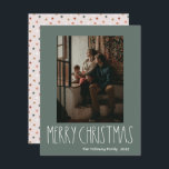 Cartes Pour Fêtes Annuelles Polka Boho vert point de Noël Vertical une photo<br><div class="desc">Cette carte de vacances verdoyante boho polka point Noël vertical une photo est parfaite pour votre accueil de vacances bohème moderne inspiré de la ferme. La police de caractères rustique classique mais délicate dessinée à la main lui donne un aspect terreux vintage tout en le gardant mignon et simple. Les...</div>